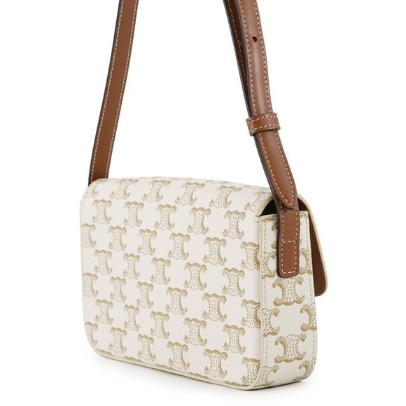 CELINE Triomphe Claude Shoulder Bag PVC/Leather White 194142 - Picture 2 of 13